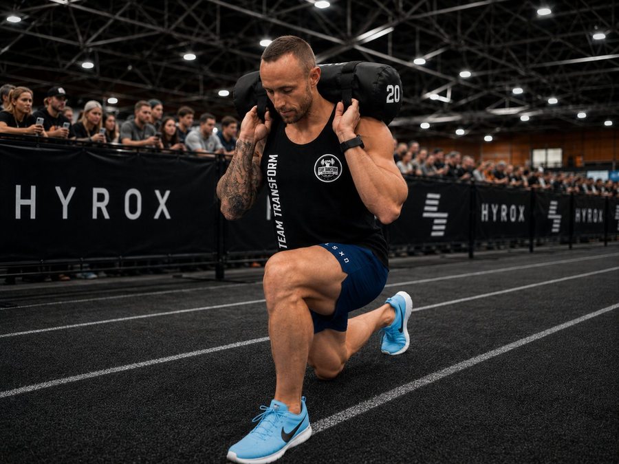Andrew Potter Sandbag Lunges HYROX Race